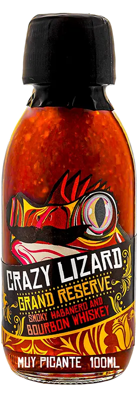 Botella de salsa Grand Reserve ahumada con whiskey y habanero de Crazy Lizard, 100 ml